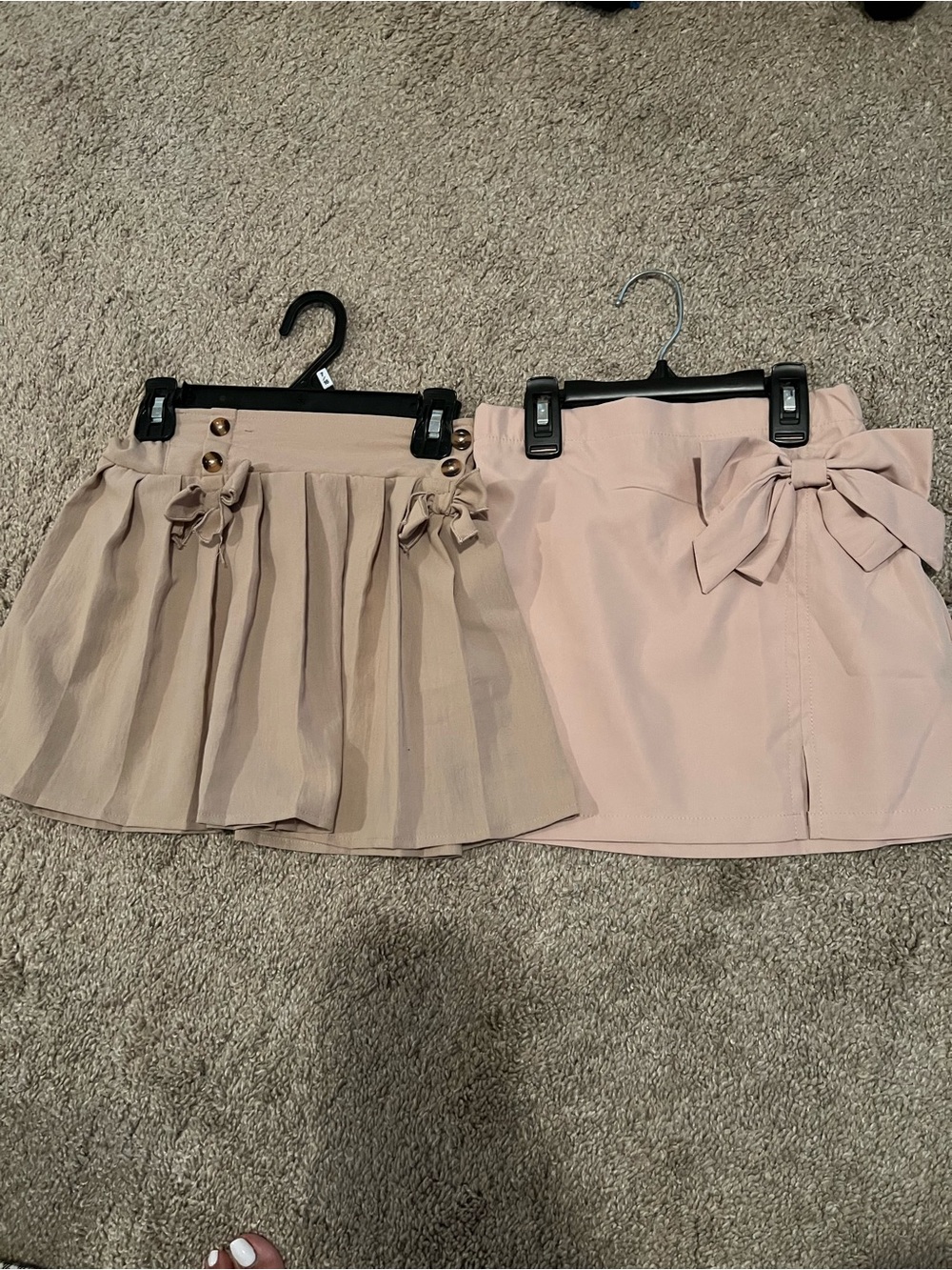 Girls' Bow Accent Skirts - Blush Pink and Beige
